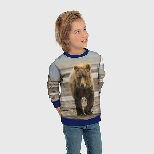 Детский свитшот Медвежонок в аэропорту / 3D-Синий – фото 3