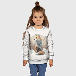 Свитшот детский Лисица и сугроб, цвет: 3D-белый — фото 2