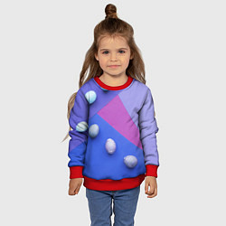Свитшот детский Линии, фигуры, геометрия и сливы, цвет: 3D-красный — фото 2