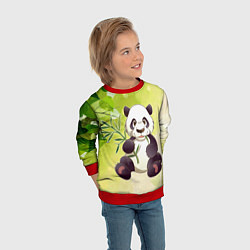 Свитшот детский Панда на фоне листьев, цвет: 3D-красный — фото 2