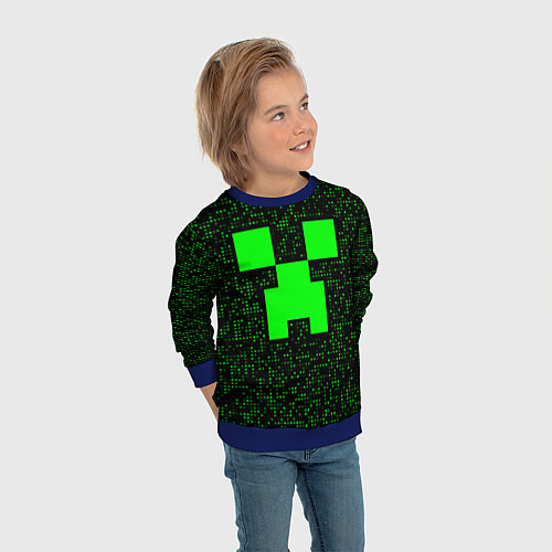 Детский свитшот Minecraft green squares / 3D-Синий – фото 3