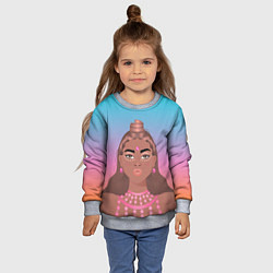 Свитшот детский Девушка с фестиваля коачелла, цвет: 3D-меланж — фото 2