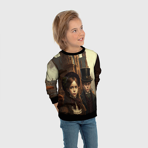 Детский свитшот Victorian boy and girl / 3D-Черный – фото 3