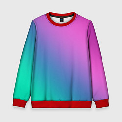 Свитшот детский Розовый с бирюзовым и синим градиент, цвет: 3D-красный