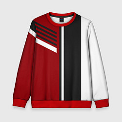 Свитшот детский Красные, белые, чёрные полосы, цвет: 3D-красный