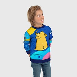 Свитшот детский Желтый слон вид сзади, цвет: 3D-синий — фото 2