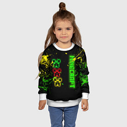 Свитшот детский Minecraft - неоновые логотипы, цвет: 3D-белый — фото 2