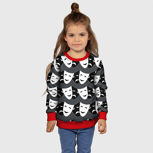 Детский свитшот Две маски / 3D-Красный – фото 4