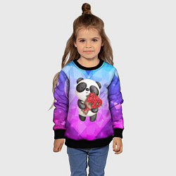 Свитшот детский Панда с букетом цветов, цвет: 3D-черный — фото 2