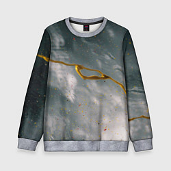 Свитшот детский Абстрактный серо-белый туман и золотая краска, цвет: 3D-меланж