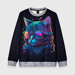 Свитшот детский Кот неоновый, цвет: 3D-меланж