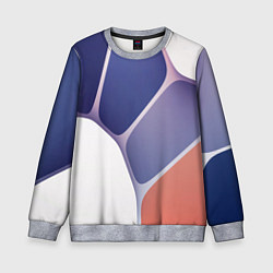 Свитшот детский Узор из синих, фиолетовых, белых и оранжевых камне, цвет: 3D-меланж