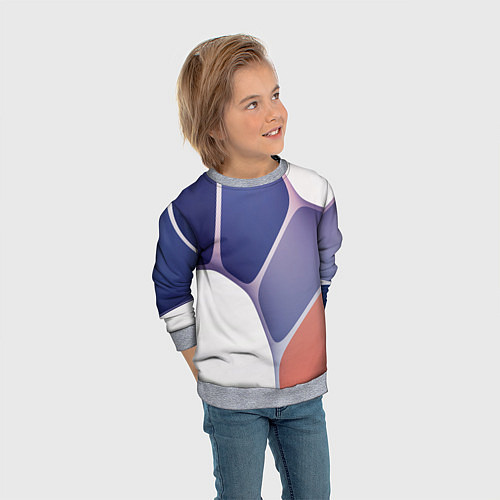 Детский свитшот Узор из синих, фиолетовых, белых и оранжевых камне / 3D-Меланж – фото 3