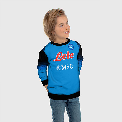 Детский свитшот Хвича Кварацхелия Наполи форма домашняя / 3D-Черный – фото 3