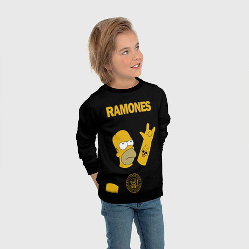 Детский свитшот Ramones Гомер Симпсон рокер / 3D-Черный – фото 3