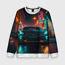Свитшот детский GTR в ночном городе, цвет: 3D-белый