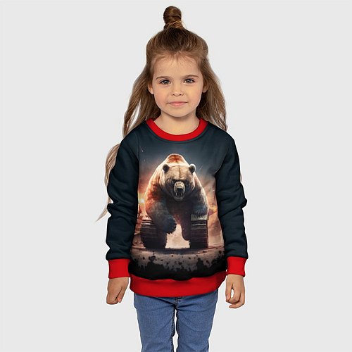 Детский свитшот Медведь-танк / 3D-Красный – фото 4