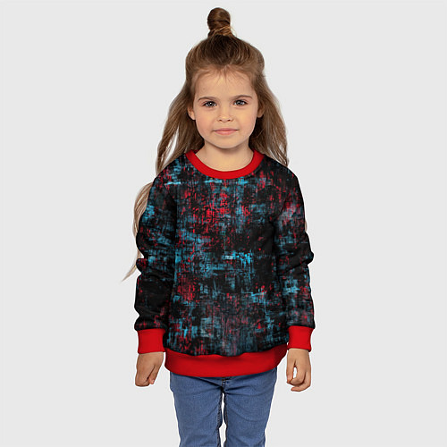 Детский свитшот Абстракт красного, голубого и чёного / 3D-Красный – фото 4