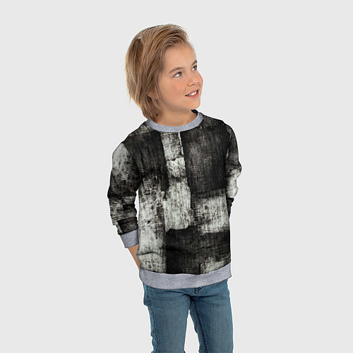Детский свитшот Белый и чёрный абстракт / 3D-Меланж – фото 3