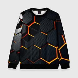 Свитшот детский Плиты стиль соты киберпанк, цвет: 3D-черный