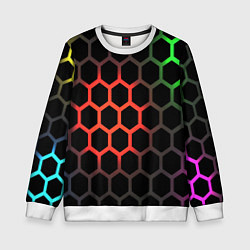 Свитшот детский Gradient hexagon genshin, цвет: 3D-белый