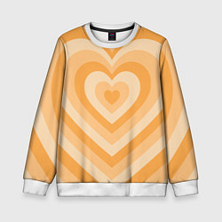 Свитшот детский Hearts orange, цвет: 3D-белый