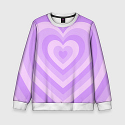Свитшот детский Hearts purple, цвет: 3D-белый