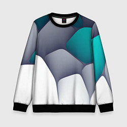 Свитшот детский Серо-бело-синий каменный паттерн, цвет: 3D-черный