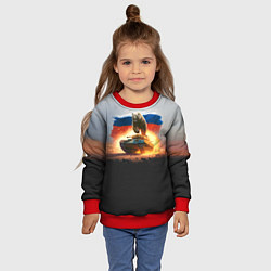 Свитшот детский Медведь разрывает танк, цвет: 3D-красный — фото 2