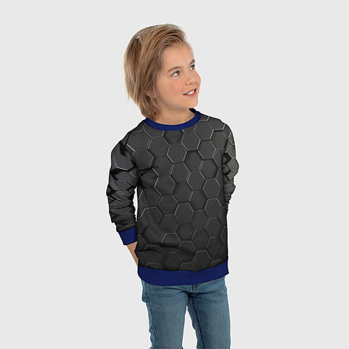 Детский свитшот Abstraction hexagon grey / 3D-Синий – фото 3