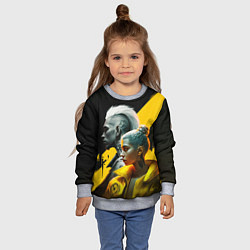 Свитшот детский Девушка и парень в стиле киберпанк, цвет: 3D-меланж — фото 2