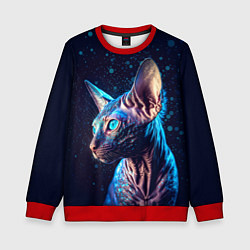 Свитшот детский Кот сфинкс и искорки, цвет: 3D-красный