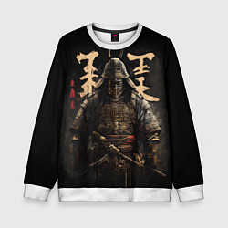 Свитшот детский Самурай и надписи, цвет: 3D-белый