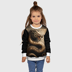 Свитшот детский Китайский дракон с открытой пастью, цвет: 3D-белый — фото 2