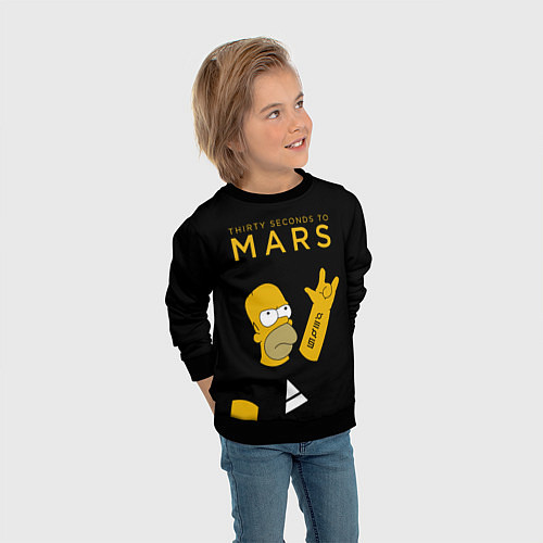Детский свитшот 30 Seconds to Mars Гомер Симпсон рокер / 3D-Черный – фото 3
