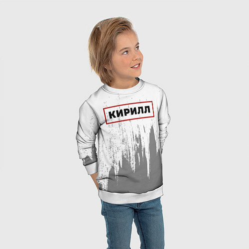 Детский свитшот Кирилл - в красной рамке на светлом / 3D-Белый – фото 3