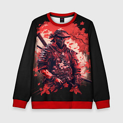 Свитшот детский Самурай среди листьев, цвет: 3D-красный