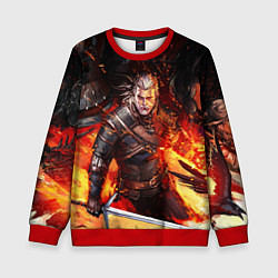Свитшот детский The Witcher Геральт в огне, цвет: 3D-красный