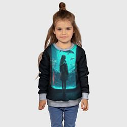 Свитшот детский Девушка и аквариум, цвет: 3D-меланж — фото 2