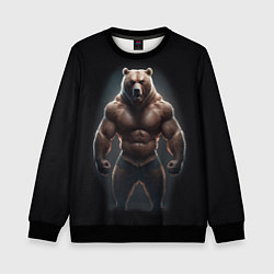 Свитшот детский Сильный медведь спортсмен, цвет: 3D-черный
