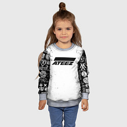 Свитшот детский Ateez black and white, цвет: 3D-меланж — фото 2