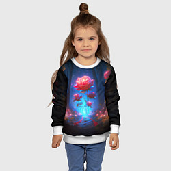 Свитшот детский Алая роза в ночном лесу, цвет: 3D-белый — фото 2