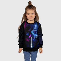 Свитшот детский Девушка в киберпанке, цвет: 3D-черный — фото 2