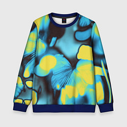 Свитшот детский Голубые бабочки асбтракция, цвет: 3D-синий