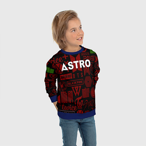 Детский свитшот Astro k-pop pattern / 3D-Синий – фото 3