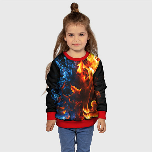 Детский свитшот Битва огней - два пламени / 3D-Красный – фото 4