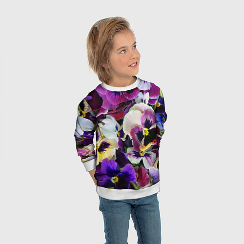 Детский свитшот Красивые анютины глазки / 3D-Белый – фото 3