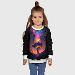 Свитшот детский Огненное дерево в звездном лесу, цвет: 3D-белый — фото 2