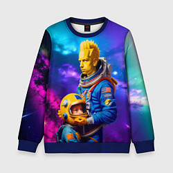 Свитшот детский Bart Simpson and Maggie in space - neural network, цвет: 3D-синий