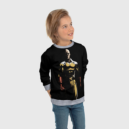 Детский свитшот Накаченный Сайтама / 3D-Меланж – фото 3